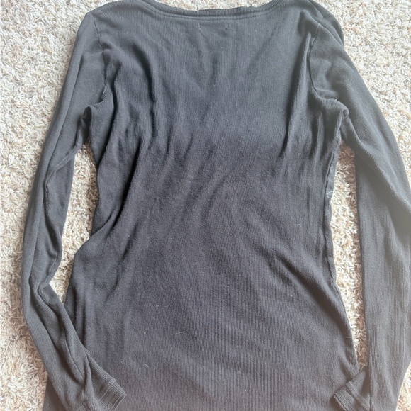 Long Sleeve Black Women's Top with Ornate Cross Graphic - Picture 2 of 4